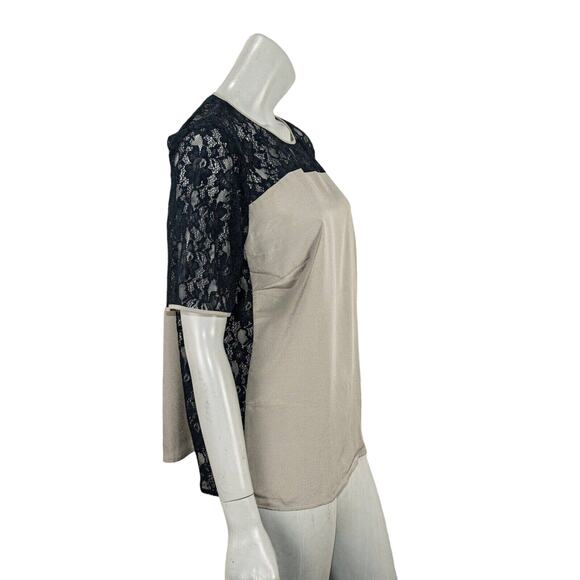 MARINA RINALD Large Lace Trim Blouse Gray Black Color-Block Large - Picture 3 of 7